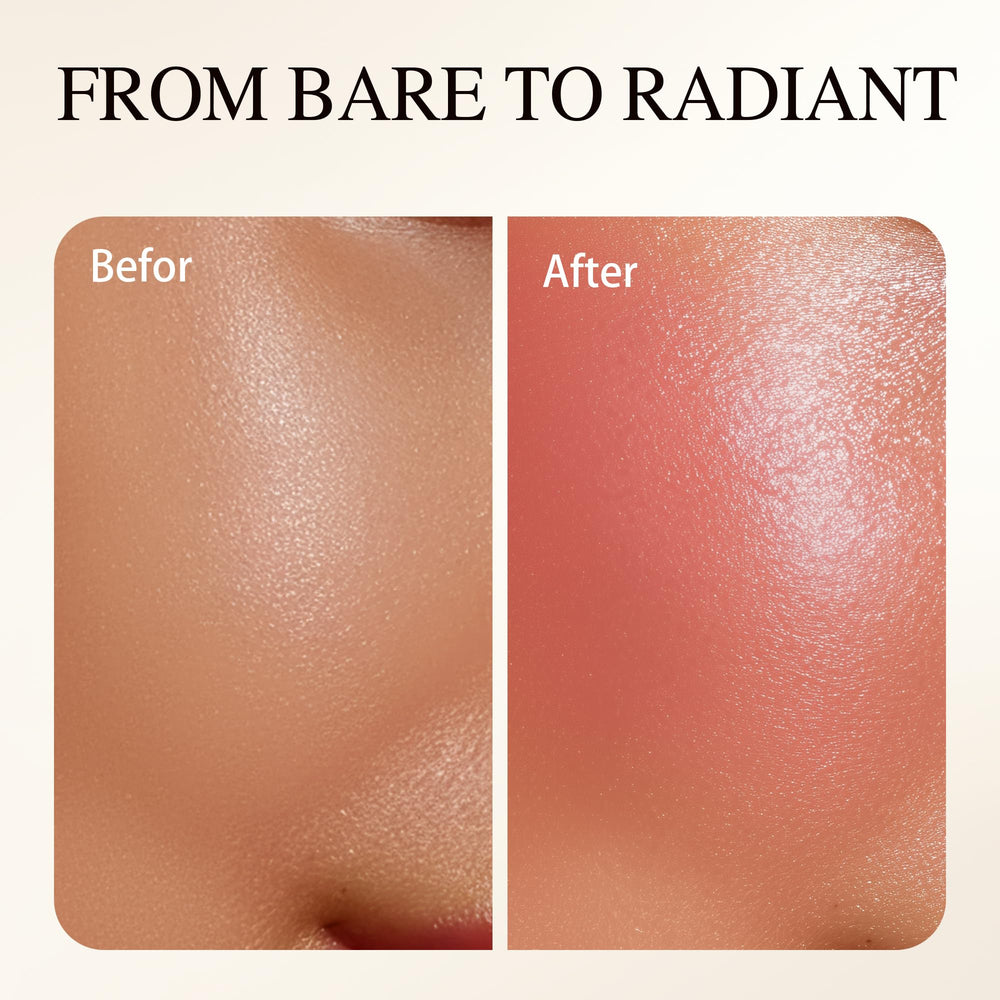 PHOFAY Luminous Blush pearlescent-finish provides subtle glow without emphasizing pores.