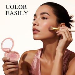PHOFAY Luminous Blush wet-application-damp-sponge demonstrates intensified color for evening looks.