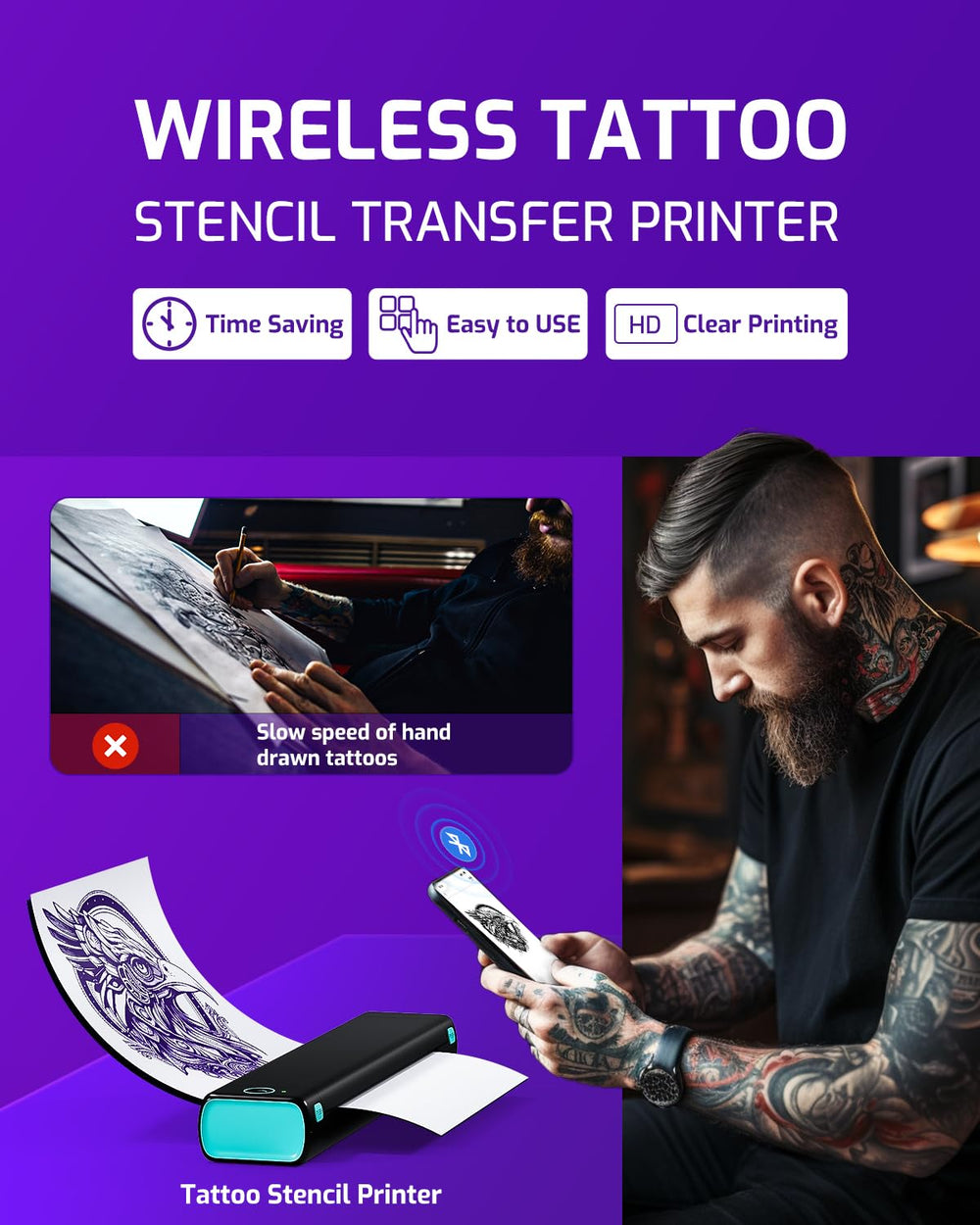 Phomemo App enables one-click printing and design scanning for faster workflows.