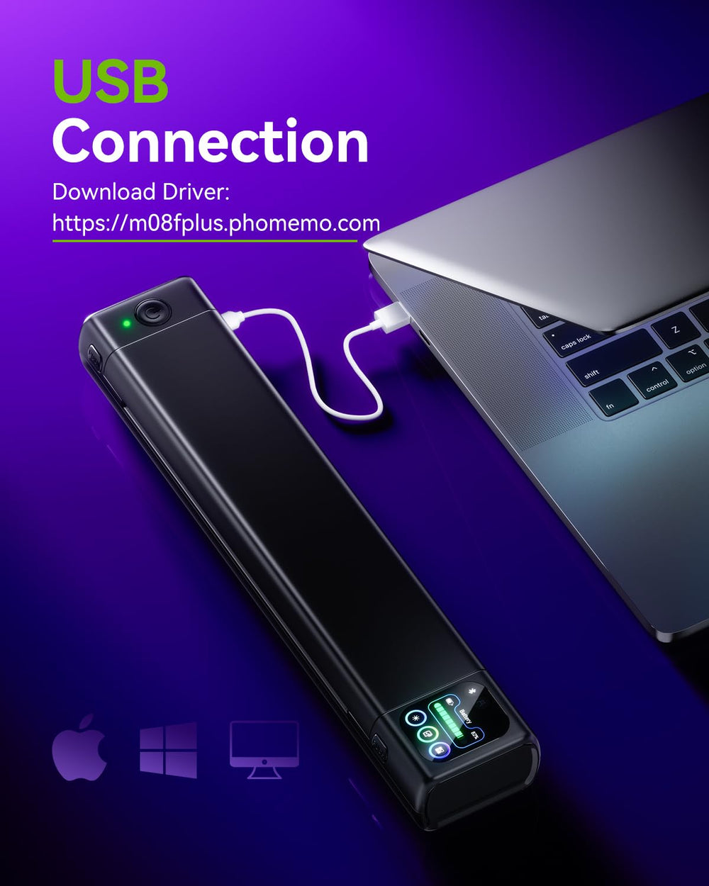 Phomemo M08F Plus Bluetooth connectivity keeps devices synced for on-the-go work