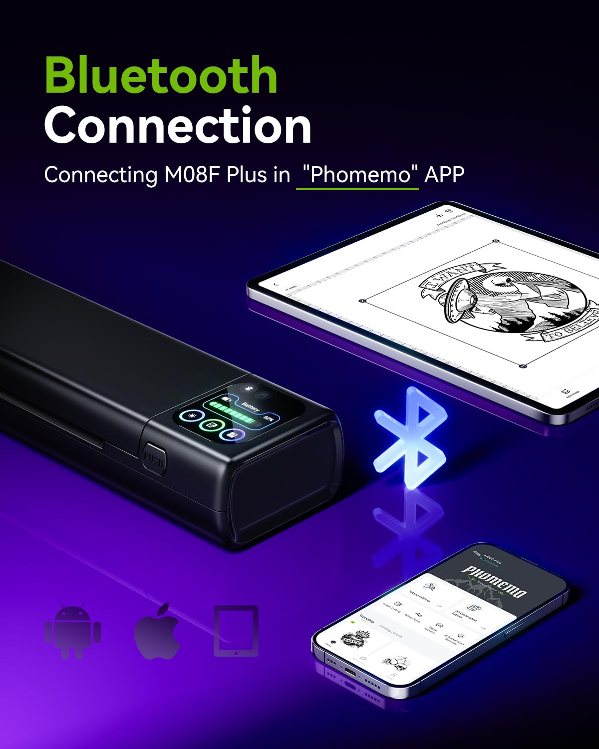 Phomemo M08F Plus inkless thermal technology enables clean transfers without ink