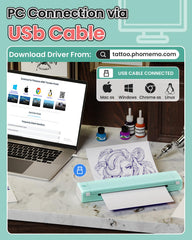 Phomemo M08F app printing shows one-click design transfer from phone for faster workflow.