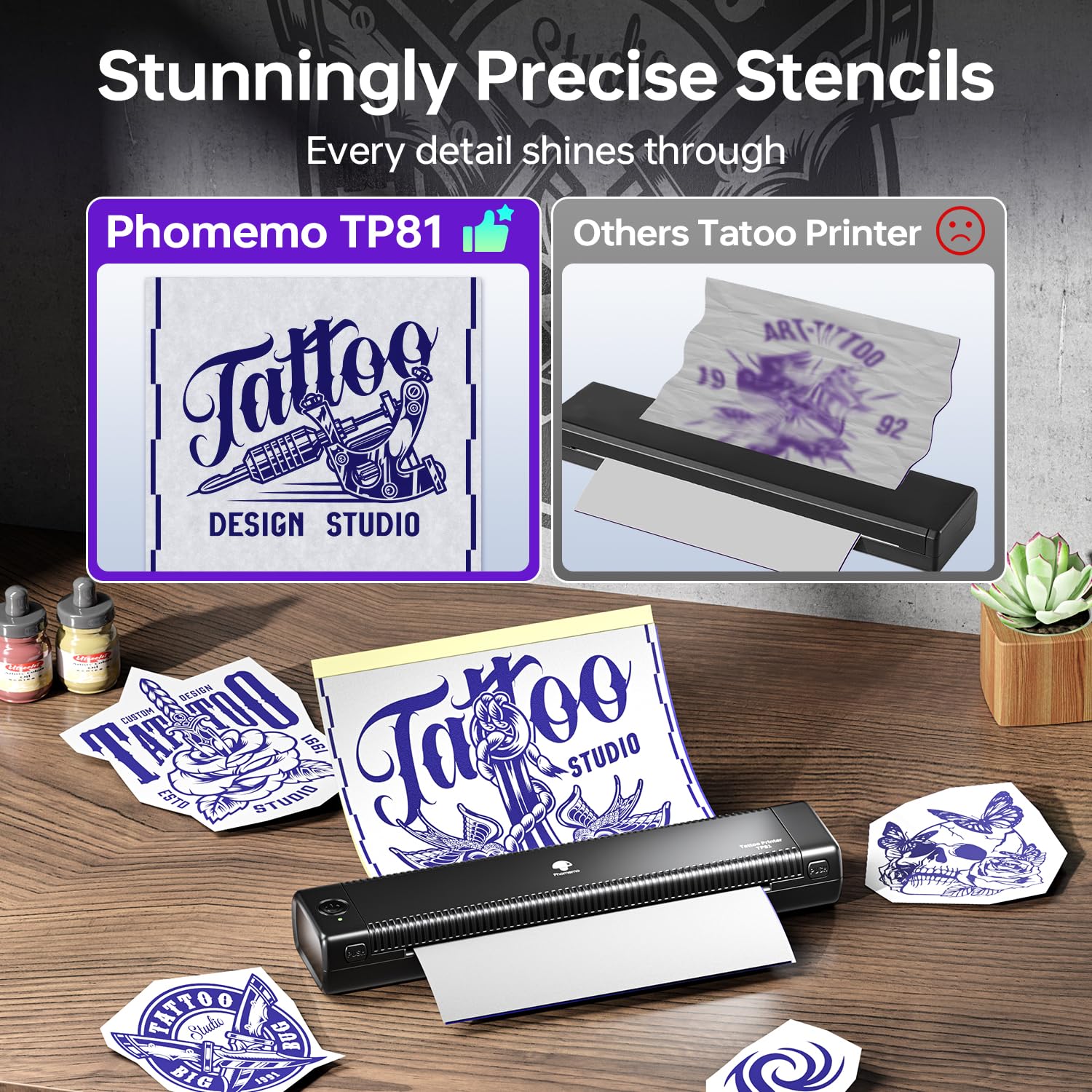 Phomemo TP81 high-quality prints deliver sharp lines for professional-looking stencils.