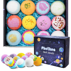 Photken 12Pcs Bath Bombs Gift Box offers gift-ready packaging for celebrations.