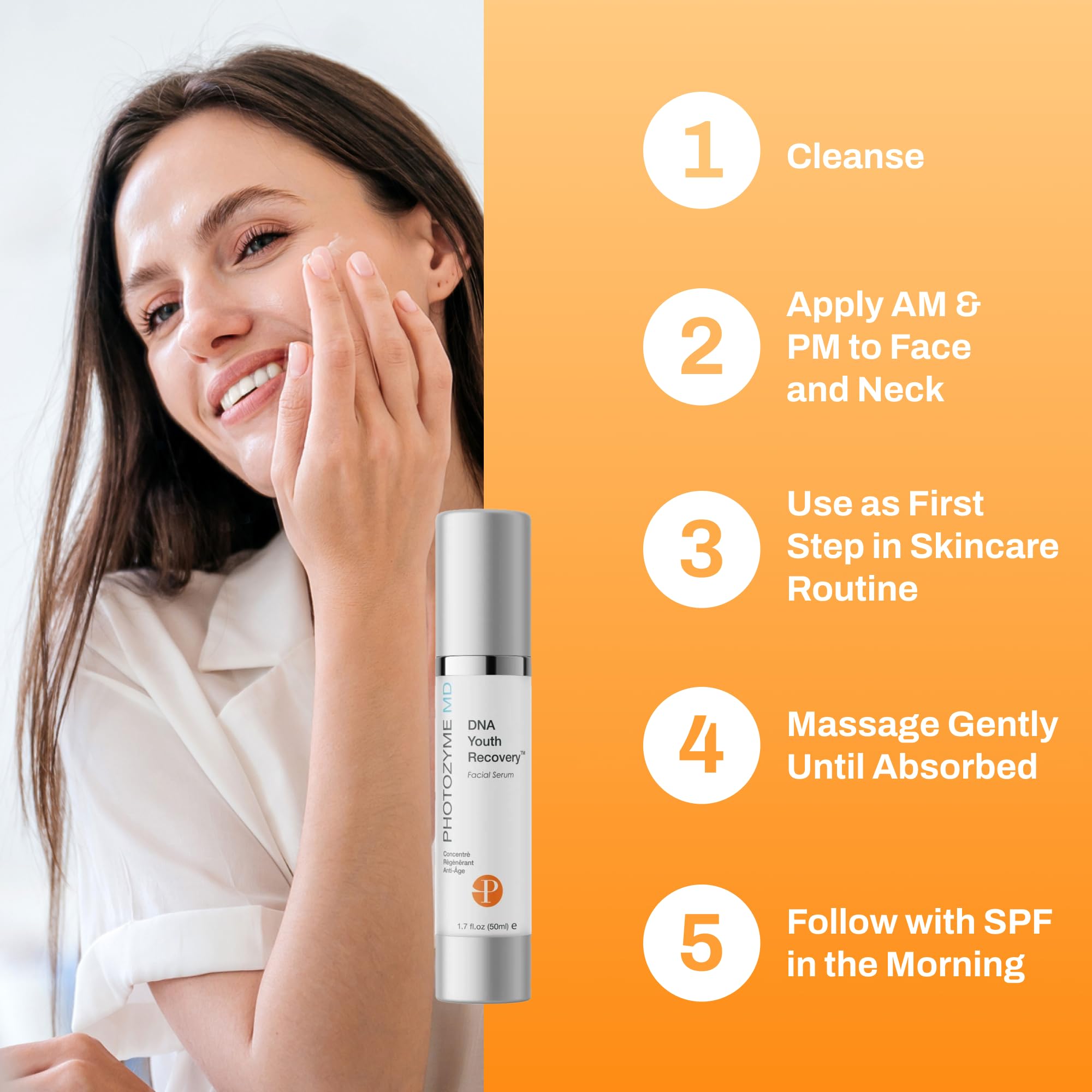 Photozyme DNA Youth Recovery Serum packaging on vanity for easy daily skincare.