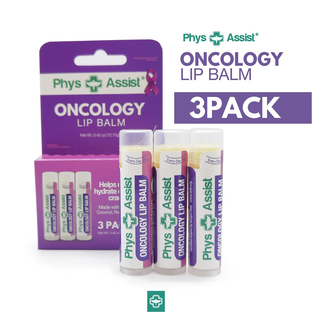 PhysAssist Oncology Lip Balm USA-made label underscoring domestic production.
