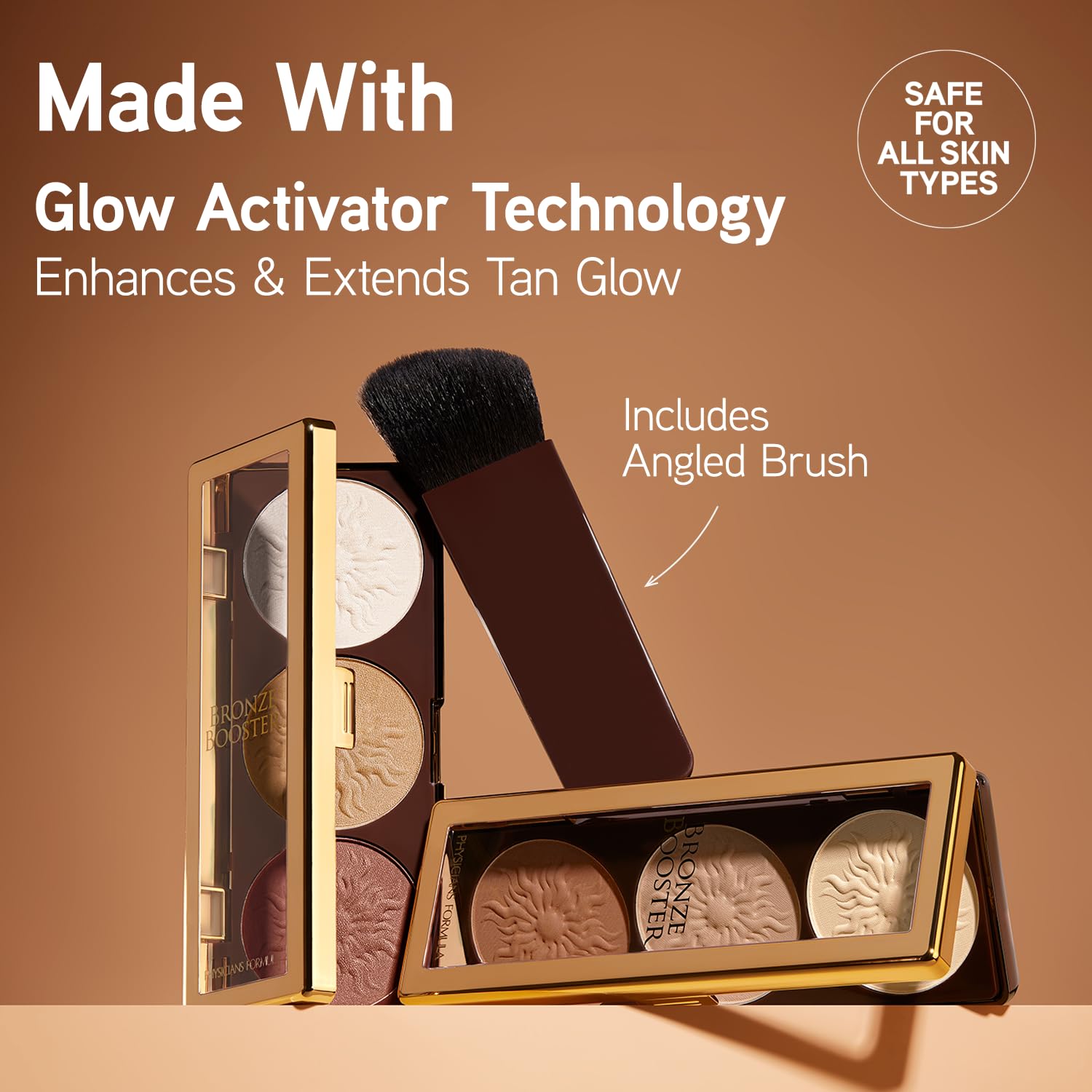 Physicians Formula Bronze Booster Glow Activator packaging emphasizes vitamin-rich formula.