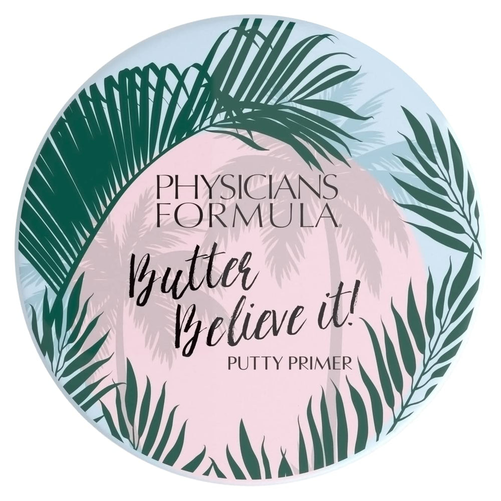 Physicians Formula Butter Believe It Putty Primer clinically-tested label closeup, reliable base for makeup.