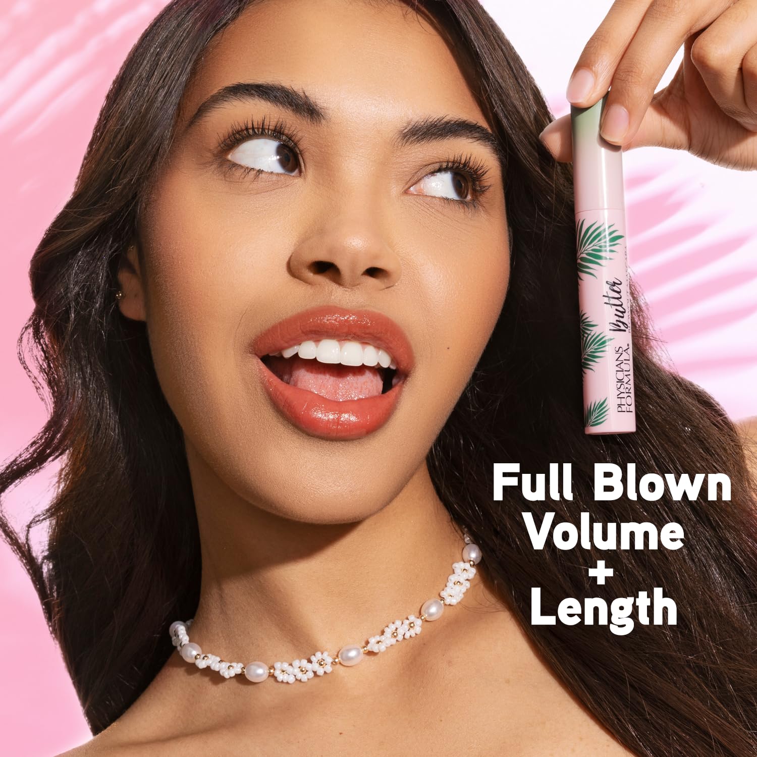 Physicians Formula Butter Blowout wand shot shows volumizing application ready to lift lashes