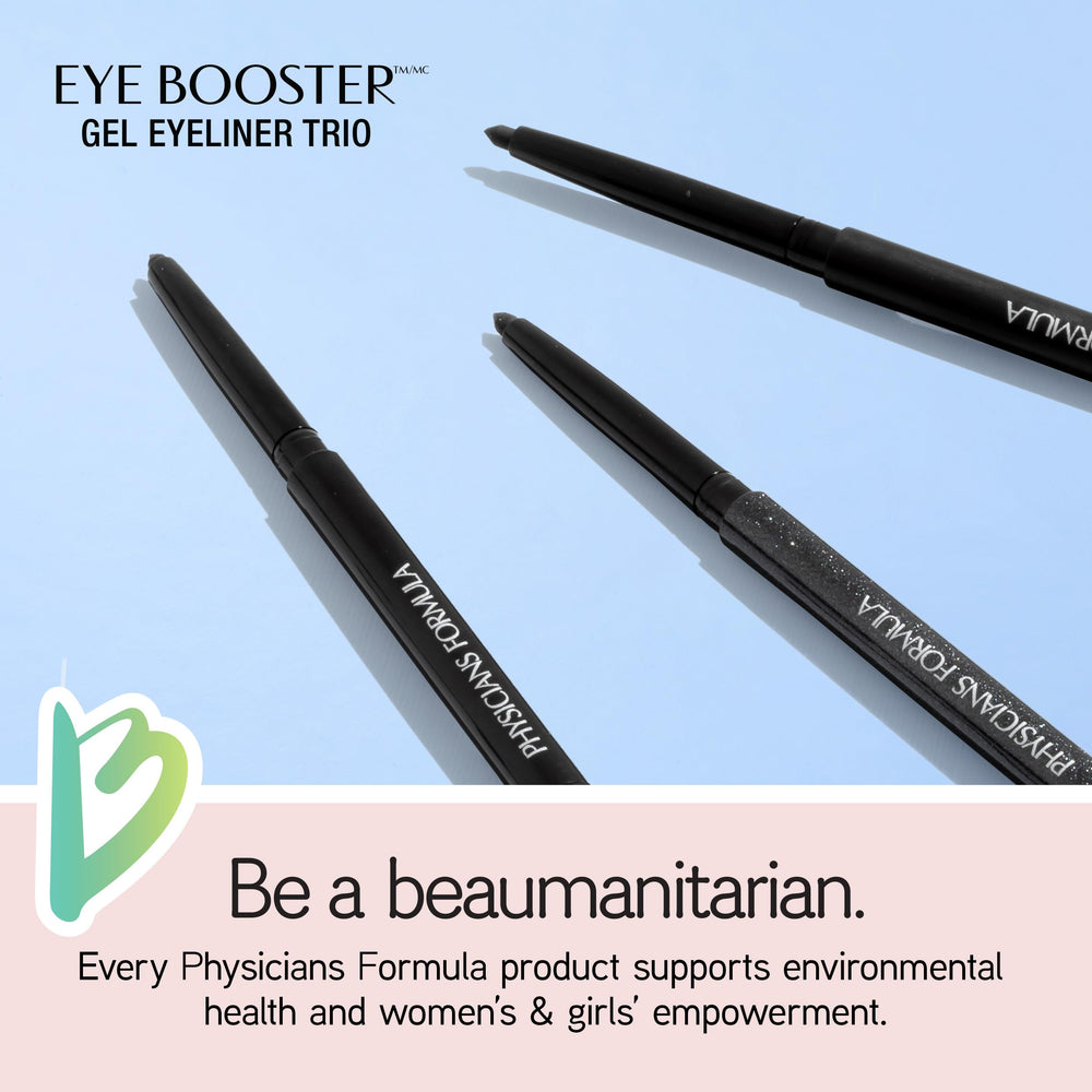 Physicians Formula Eye Booster Gel Black Eyeliner Set Lash Boosting closeup notes botanicals.
