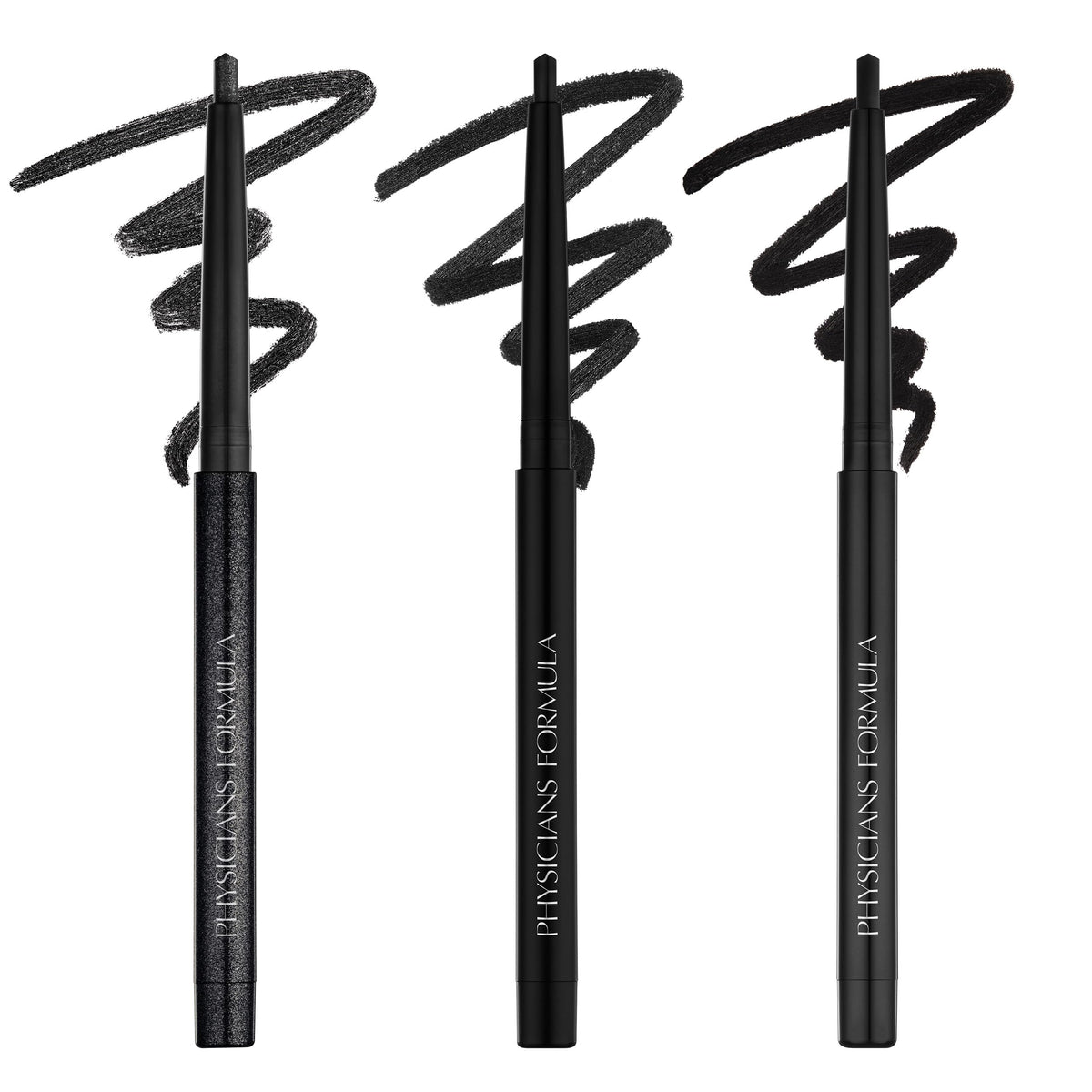 Physicians Formula Eye Booster Gel Black Eyeliner Set Shimmer closeup highlights long-wear shimmer.