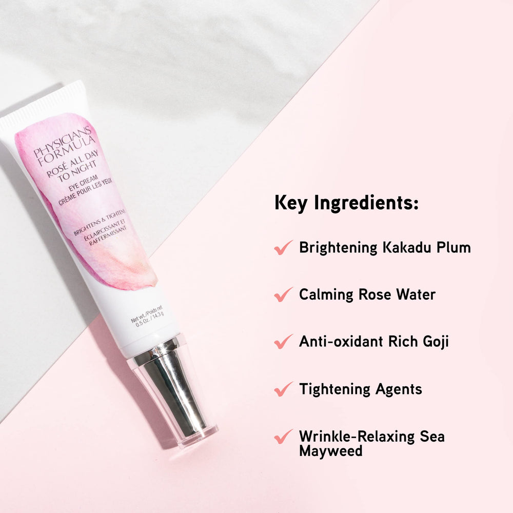 Physicians Formula Rosé All Day To Night Eye Cream goji antioxidants protect skin under the eyes.