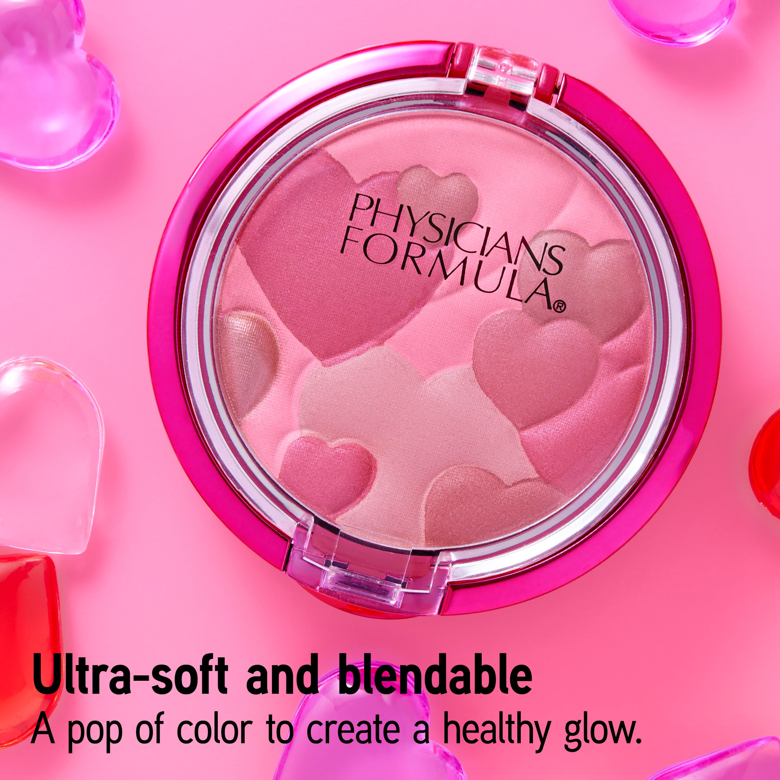 Physicians Formula Happy Booster blush Rose applying with brush for seamless blend.