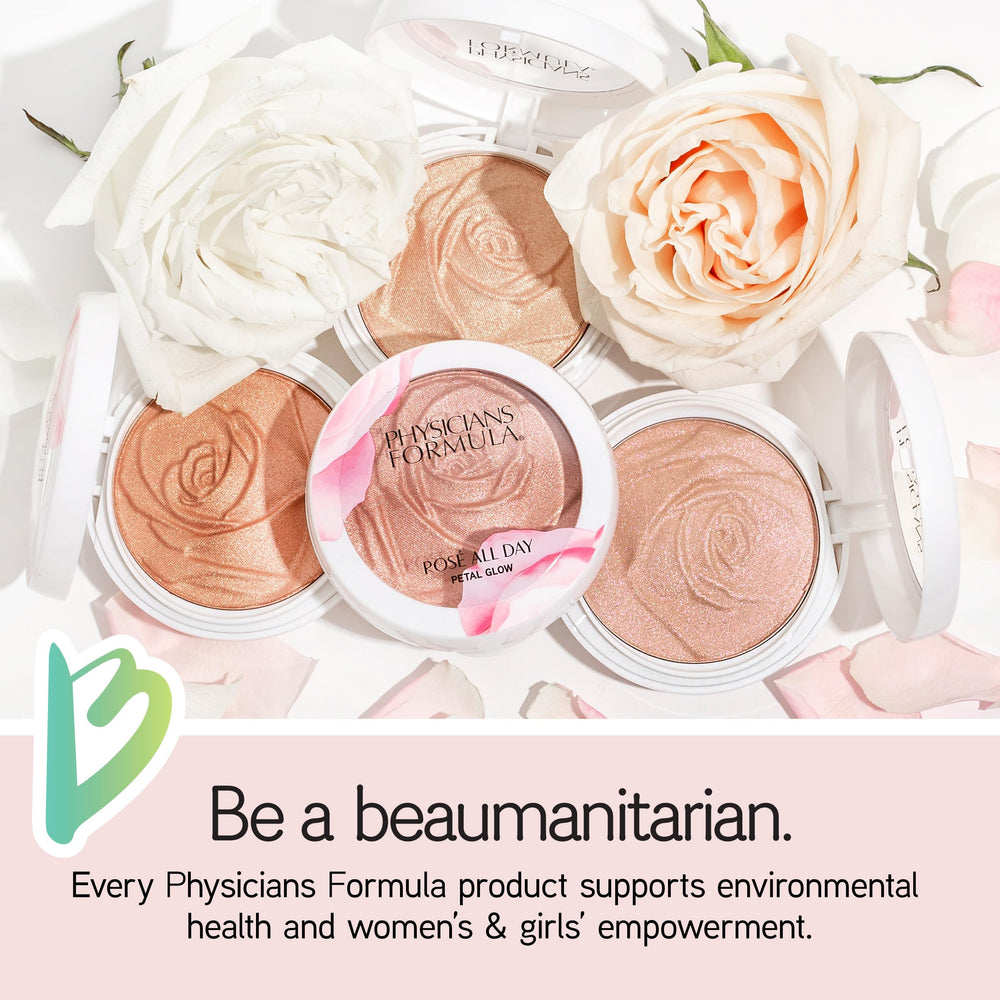 Physicians Formula Rosé All Day Highlighter features long lasting pearl glow