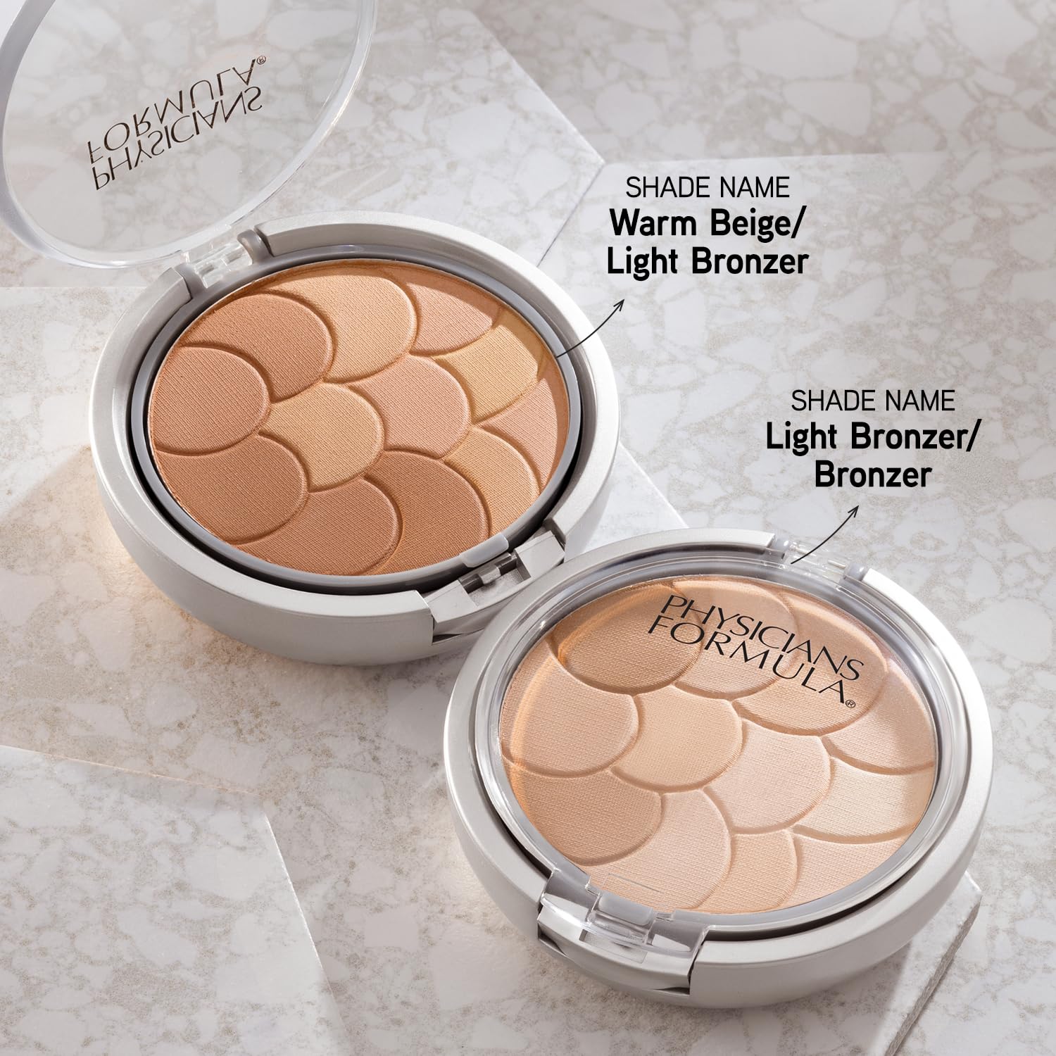 Physicians Formula Magic Mosaic highlight contour swatches for sculpted look.