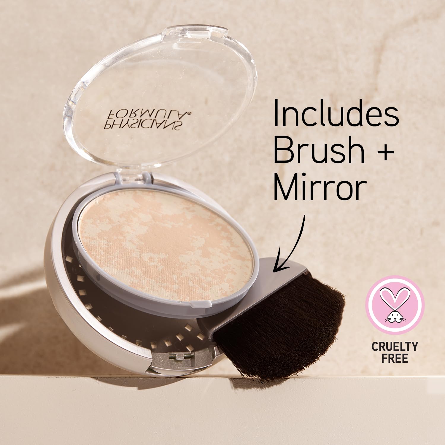 Physicians Formula Mineral Wear built-in mirror enables quick touch-ups anywhere.