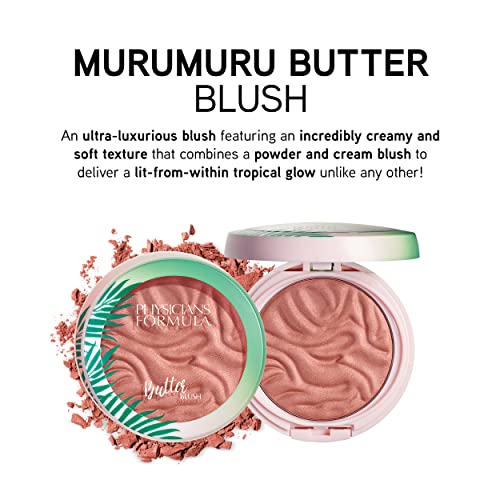 Physicians Formula Murumuru Butter Blush Saucy Mauve swatches show warm mauve payoff