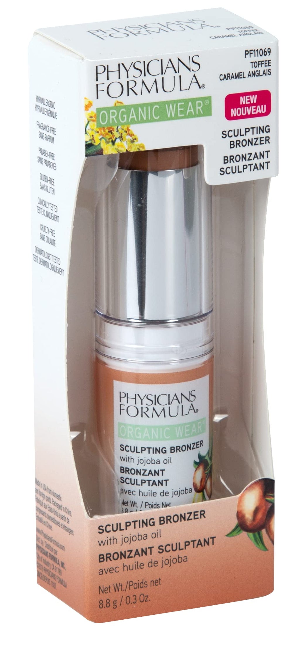 Physicians Formula Organic Wear bronzer stick packaging suitable for travel and on-the-go.