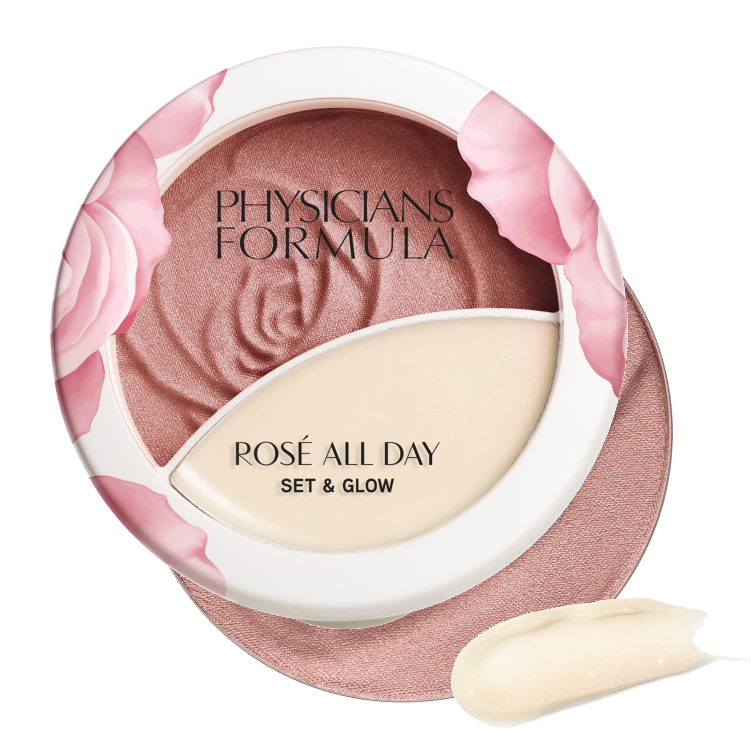 Physicians Formula Rose All Day Glow powder compact adds soft radiance for all skin tones