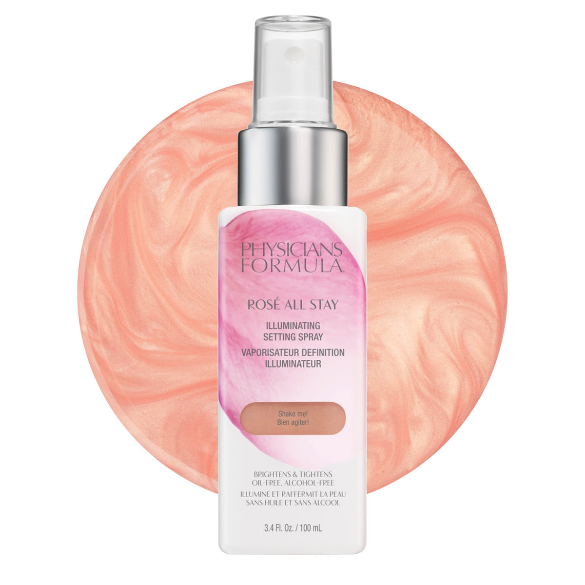 Physicians Formula Rosé All Stay setting spray bottle for long-lasting glow