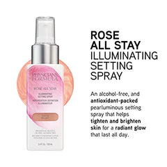 Physicians Formula Rosé All Stay mist spritz on face for light finish