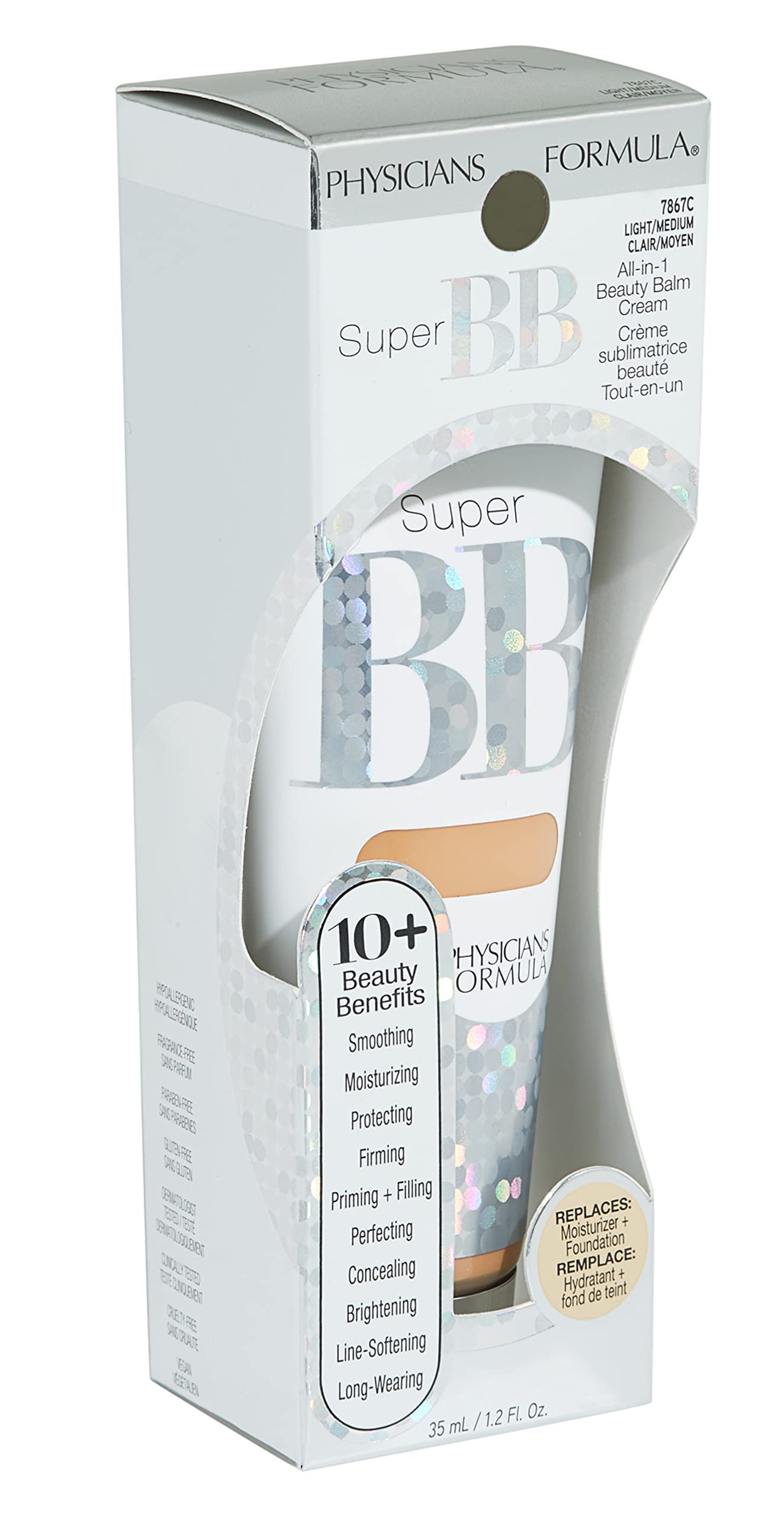 Physicians Formula Super BB Cream label notes fragrance-free formula.