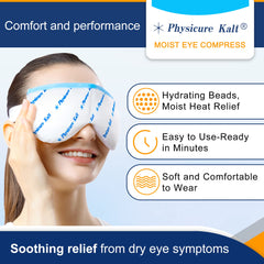 Physicure Kalt eye mask with drawstring pouch for clean storage and portability.