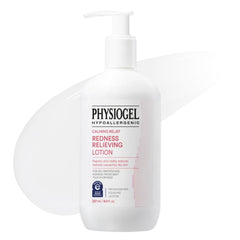 Physiogel Calming Relief Lotion bottle highlights fragrance-free formula for sensitive skin comfort