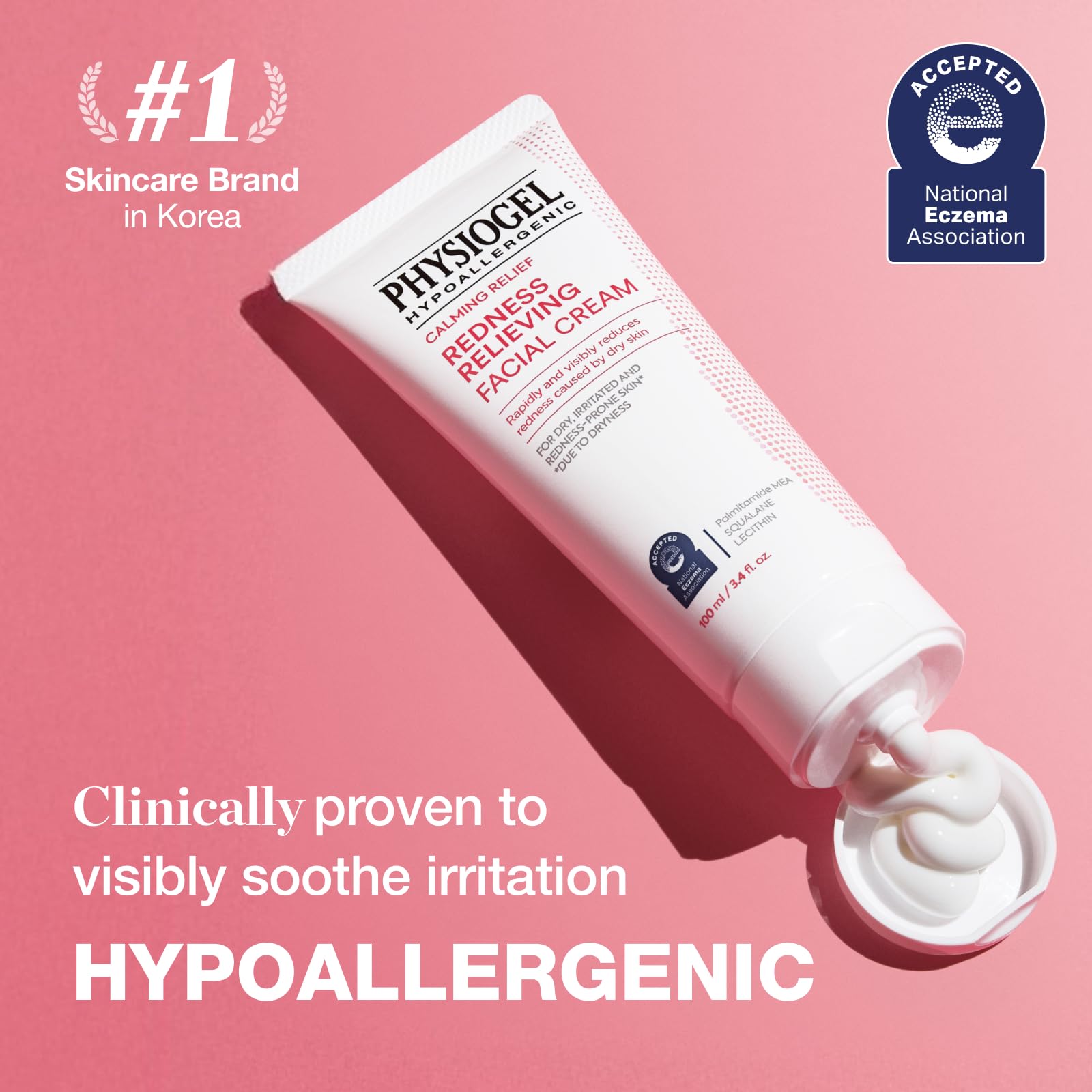 PHYSIOGEL ceramide moisturizer ingredients close-up highlights ceramide and squalane supporting the skin barrier.