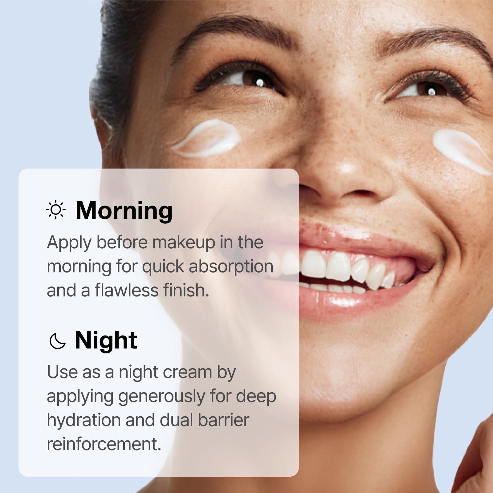 PHYSIOGEL facial moisturizer night routine shot illustrating night-time barrier repair.