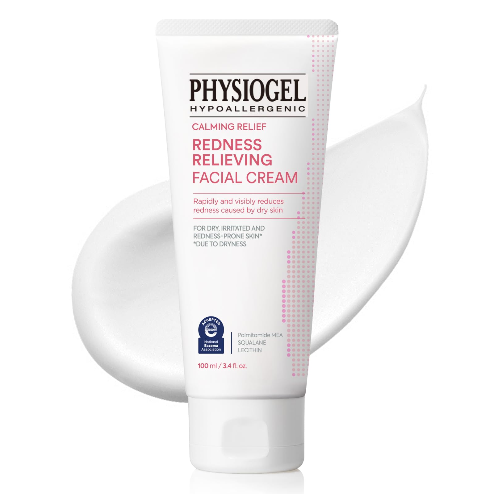 Physiogel redness-reducing cream bottle highlights barrier-supporting formula for sensitive skin.