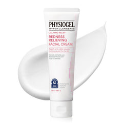 PHYSIOGEL redness-reducing cream tube front showing fragrance-free, soothing moisture for sensitive skin.
