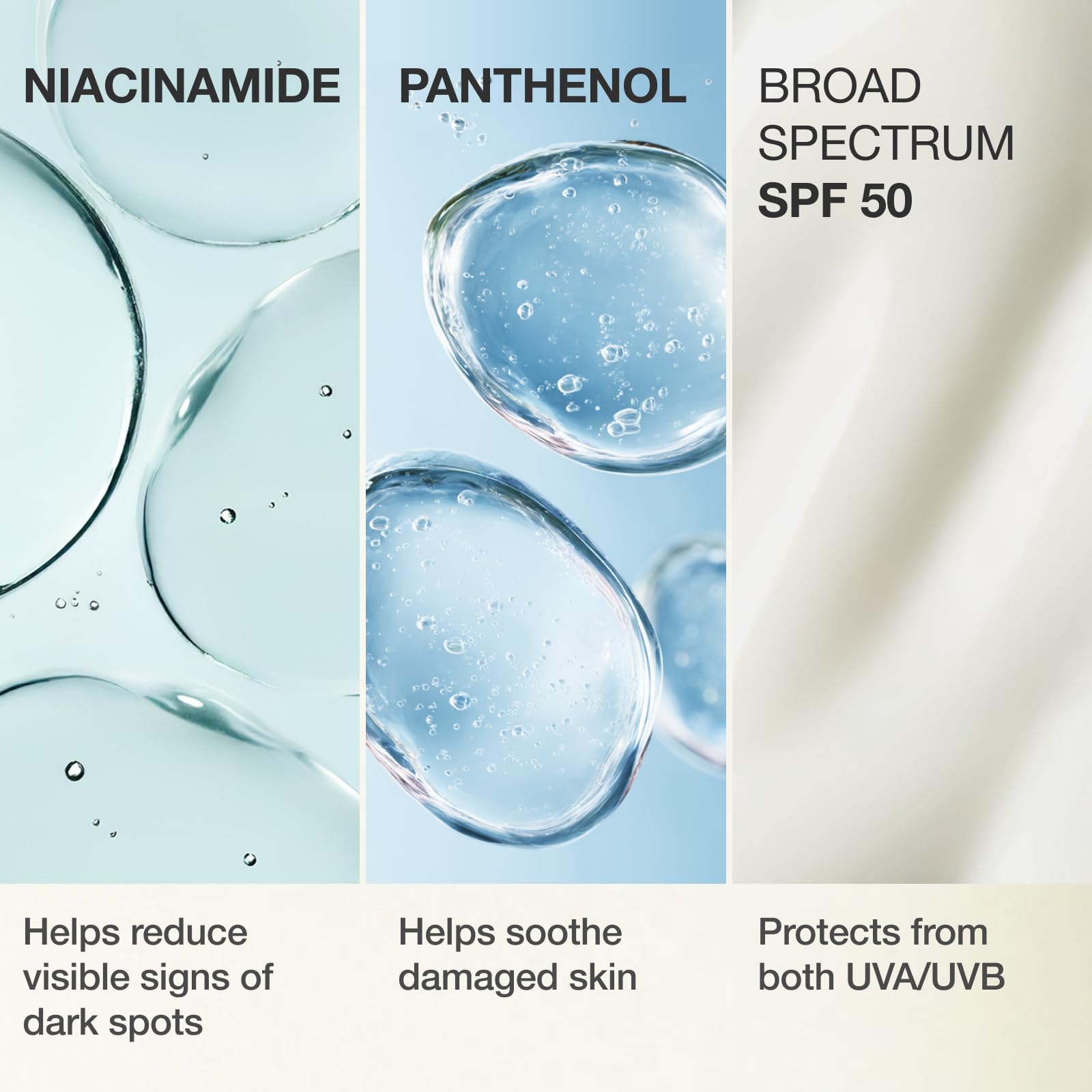 Physiogel sunscreen removal shows gentle rinse without residue.