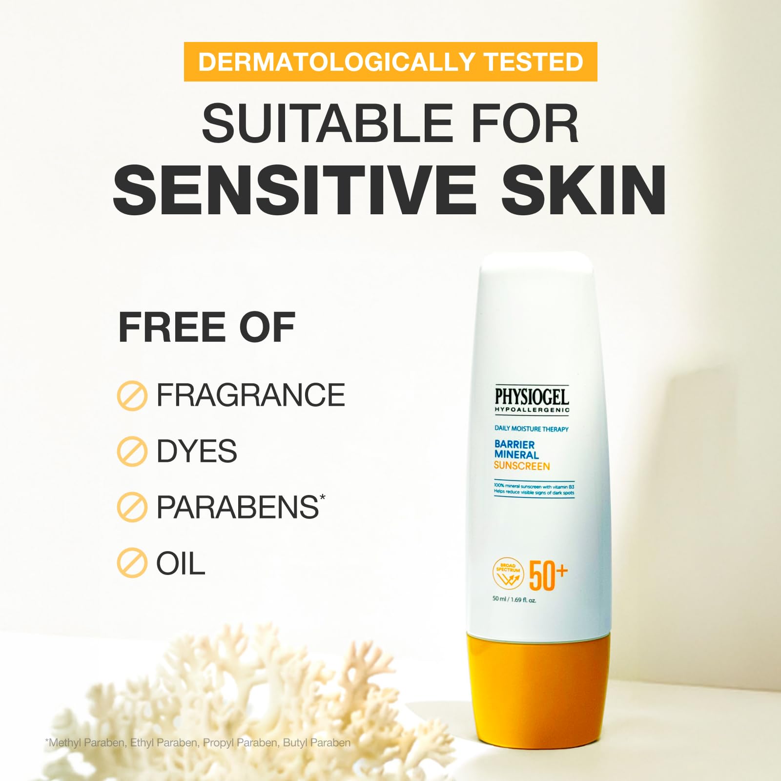 Physiogel water-resistant sunscreen 40-minute wear label highlights durable outdoor protection.