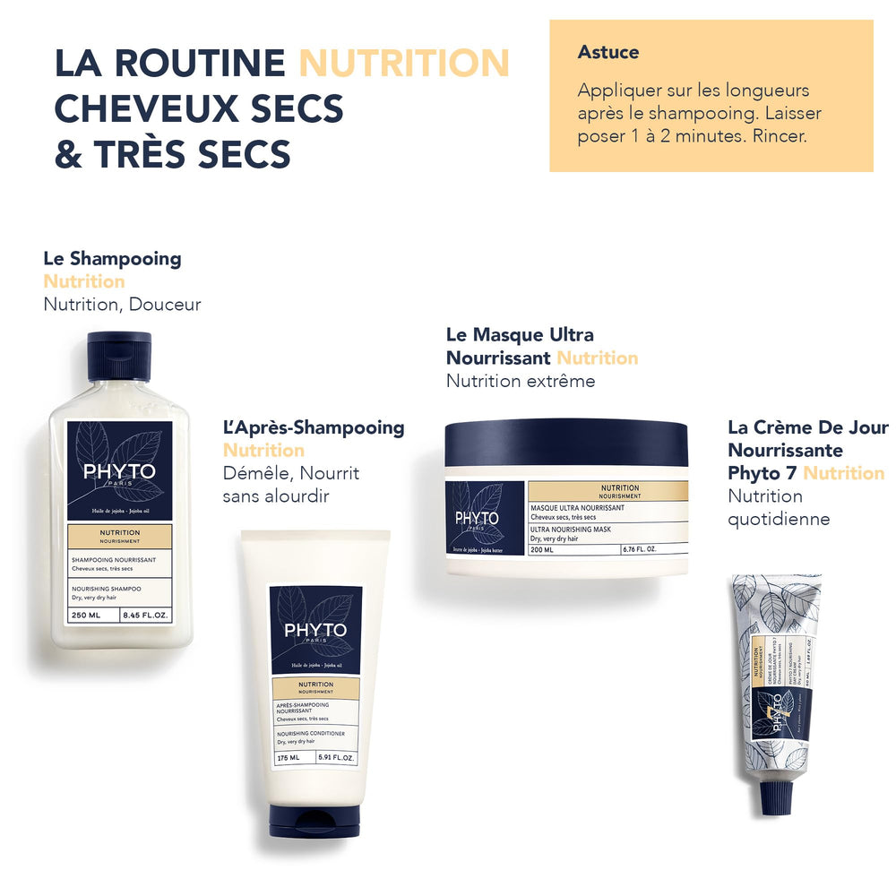 Hair after using PHYTO Nourishment conditioner shows softness and shine.