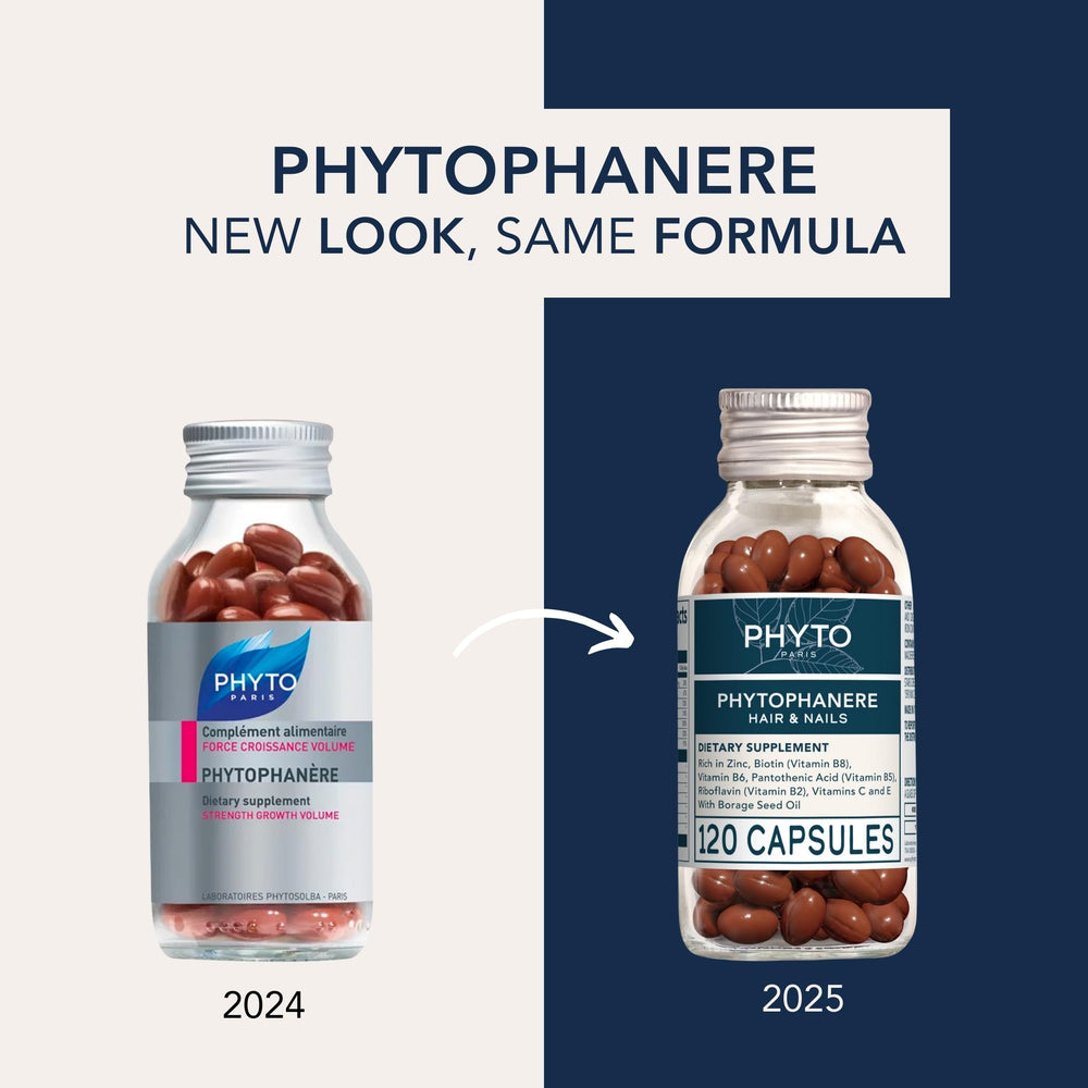 PHYTO Phytophanère label detail highlights zinc, biotin, and B6 for hair and nails.