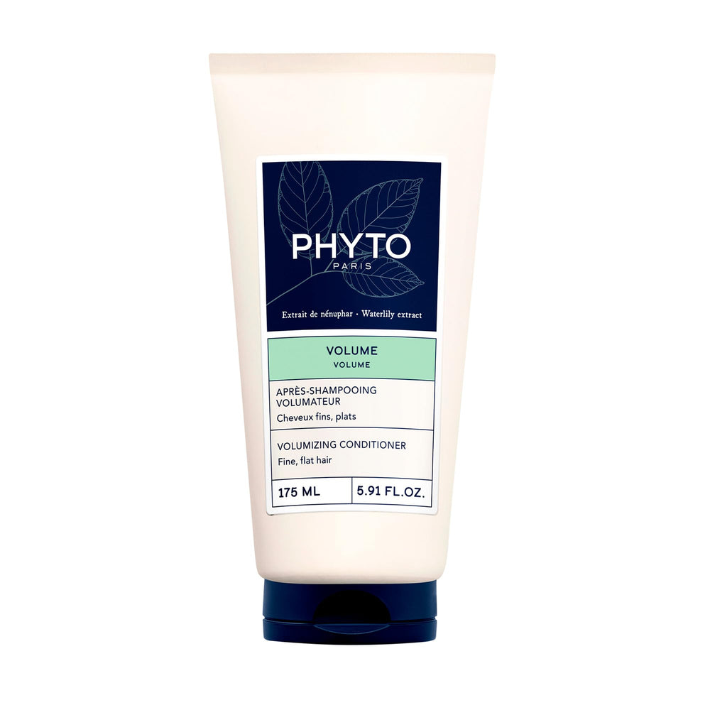 PHYTO VOLUME conditioner bottle close-up showing silicone-free lift for fine hair