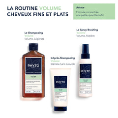 Application of PHYTO VOLUME nourishes roots while lifting hair.