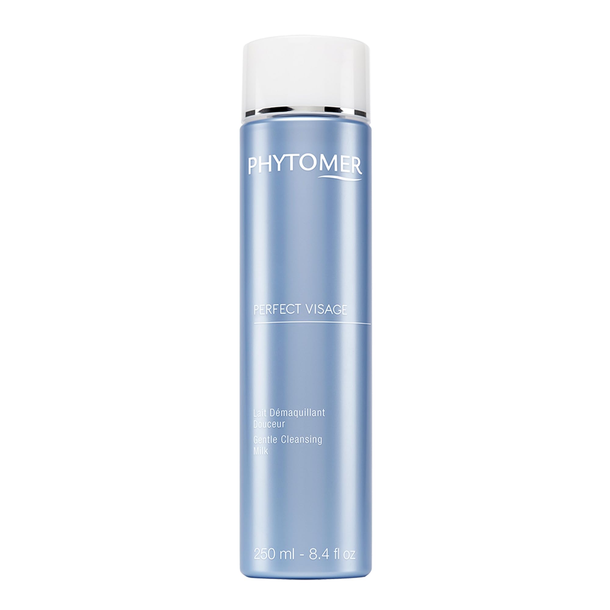Phytomer Perfect Visage Gentle Cleansing Milk bottle shown for gentle makeup removal and cleansing.