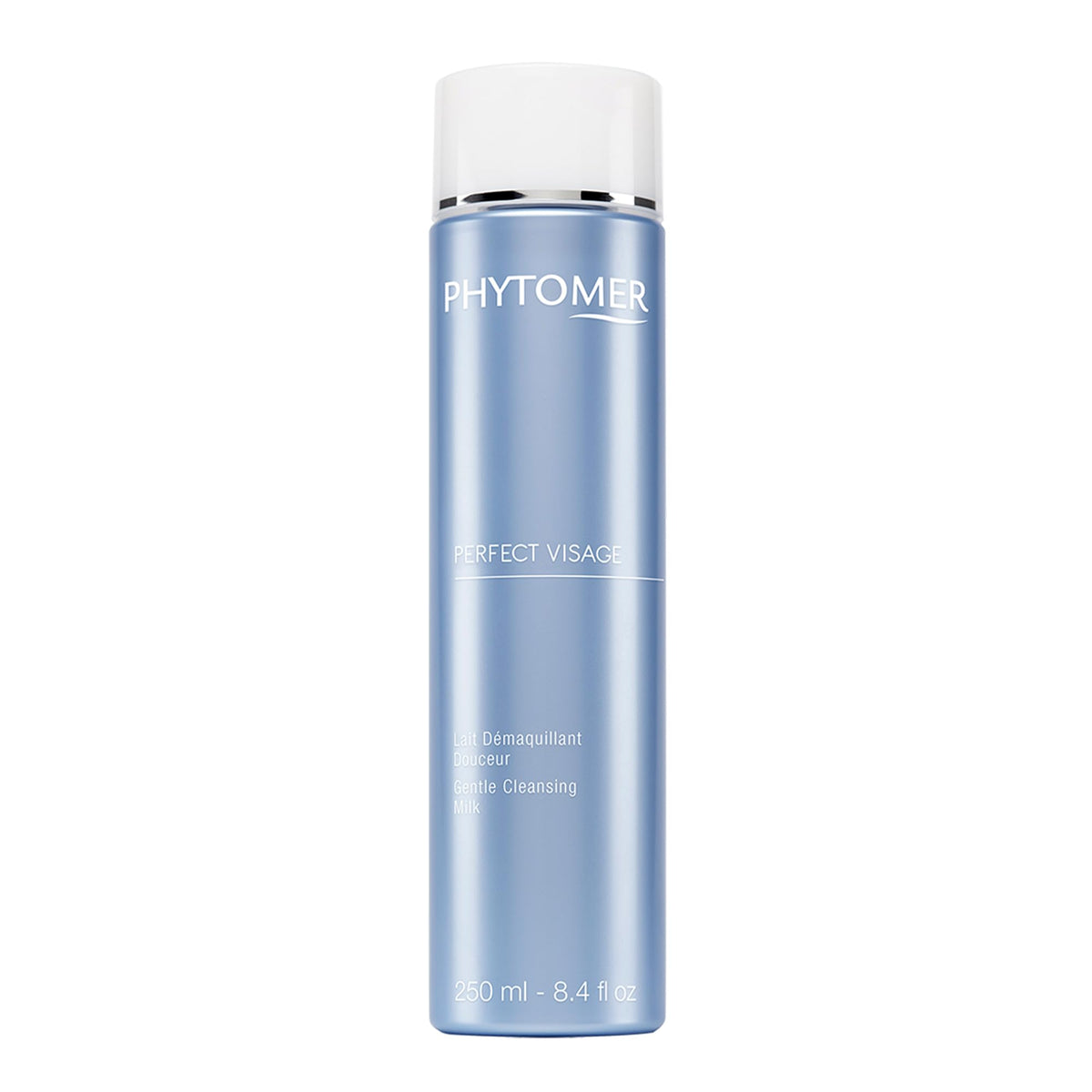 Phytomer Perfect Visage Gentle Cleansing Milk bottle shown for gentle makeup removal and cleansing.