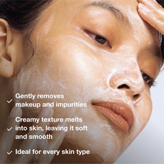 Phytomer Perfect Visage cleansing milk texture on hand highlights hydrating daily cleansing.