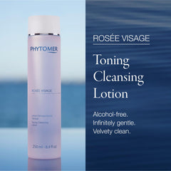Phytomer Rosee Visage bottle closeup emphasizes gentle formula and velvety finish.