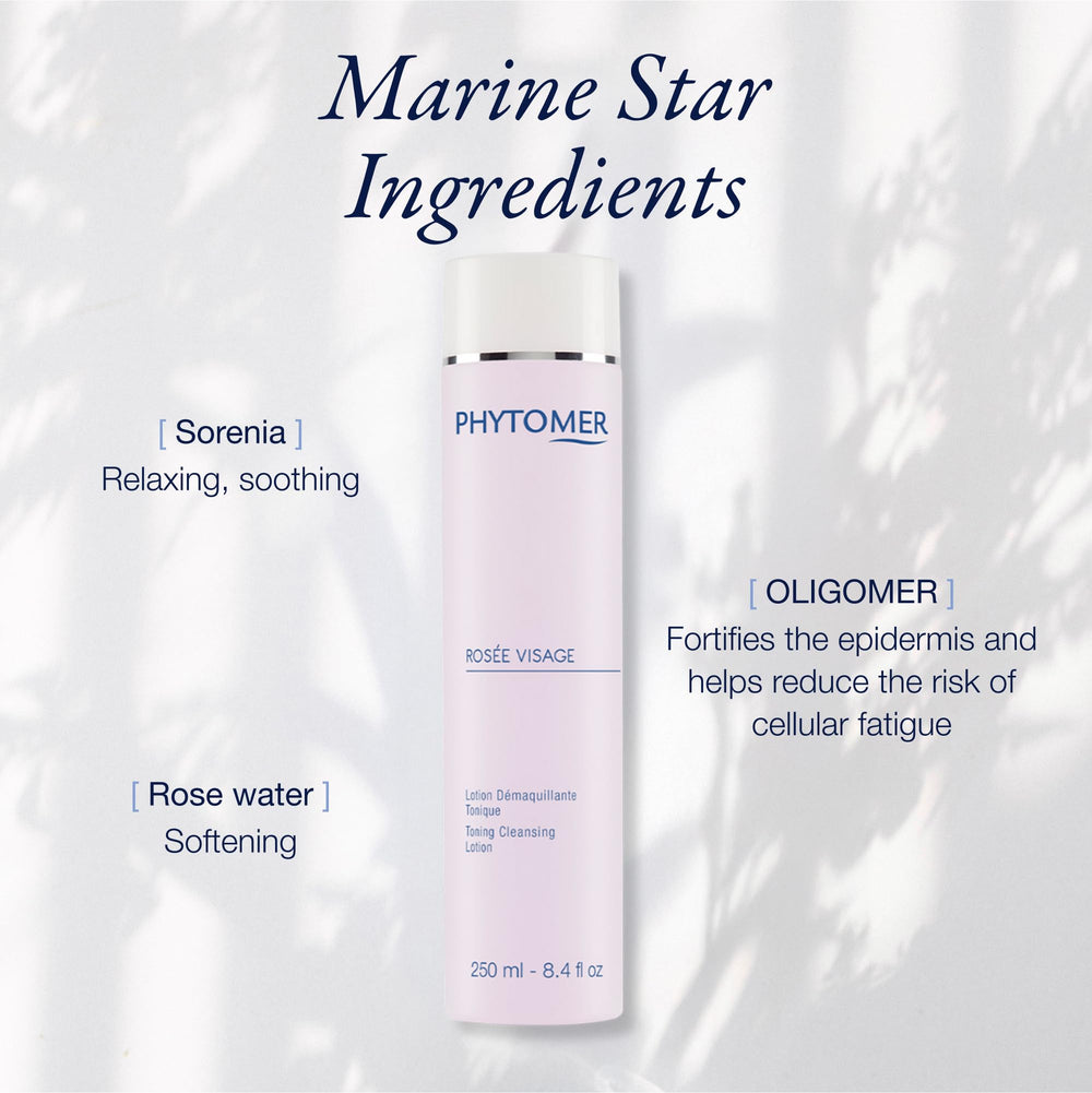 Phytomer Rosee Visage face closeup demonstrates refreshing toning after cleansing.