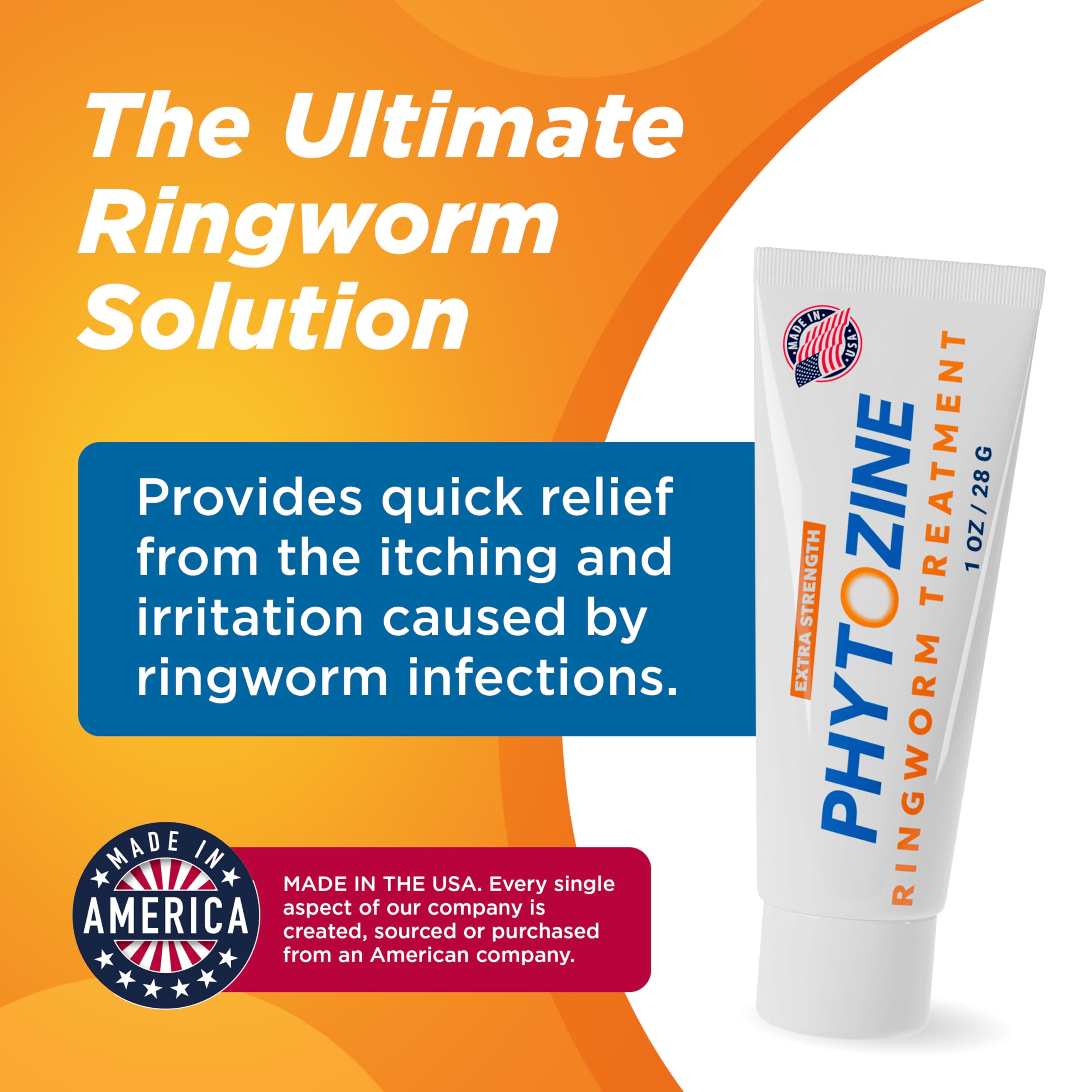 PHYTOZINE bottle shows tea tree and botanicals for soothing antifungal care.