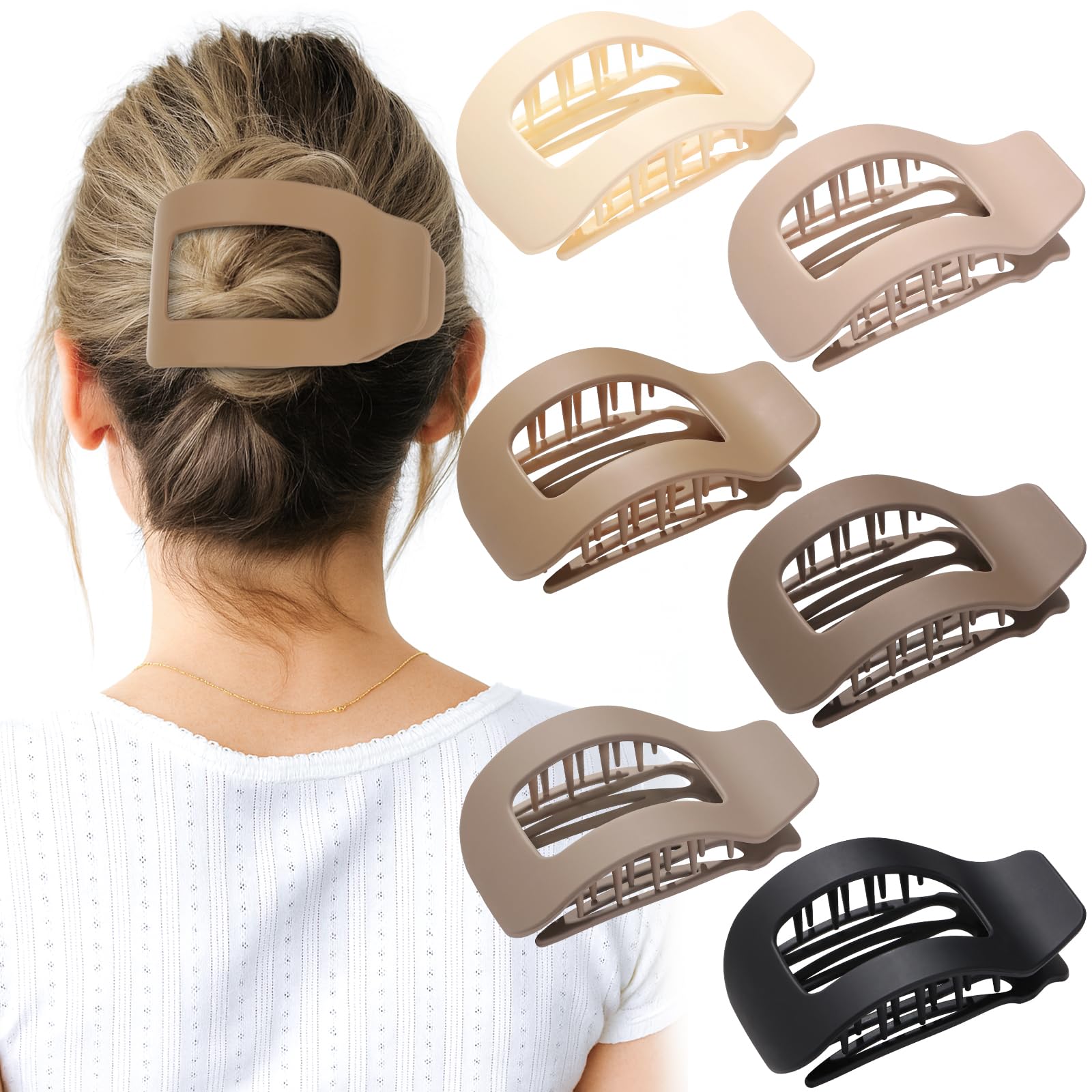 Phyzylvia flat hair clip beige close-up highlighting secure hold for thick or thin hair