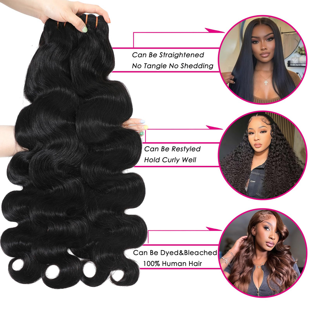 PIAPIA 16A body wave bundles natural black color ready to dye and blend