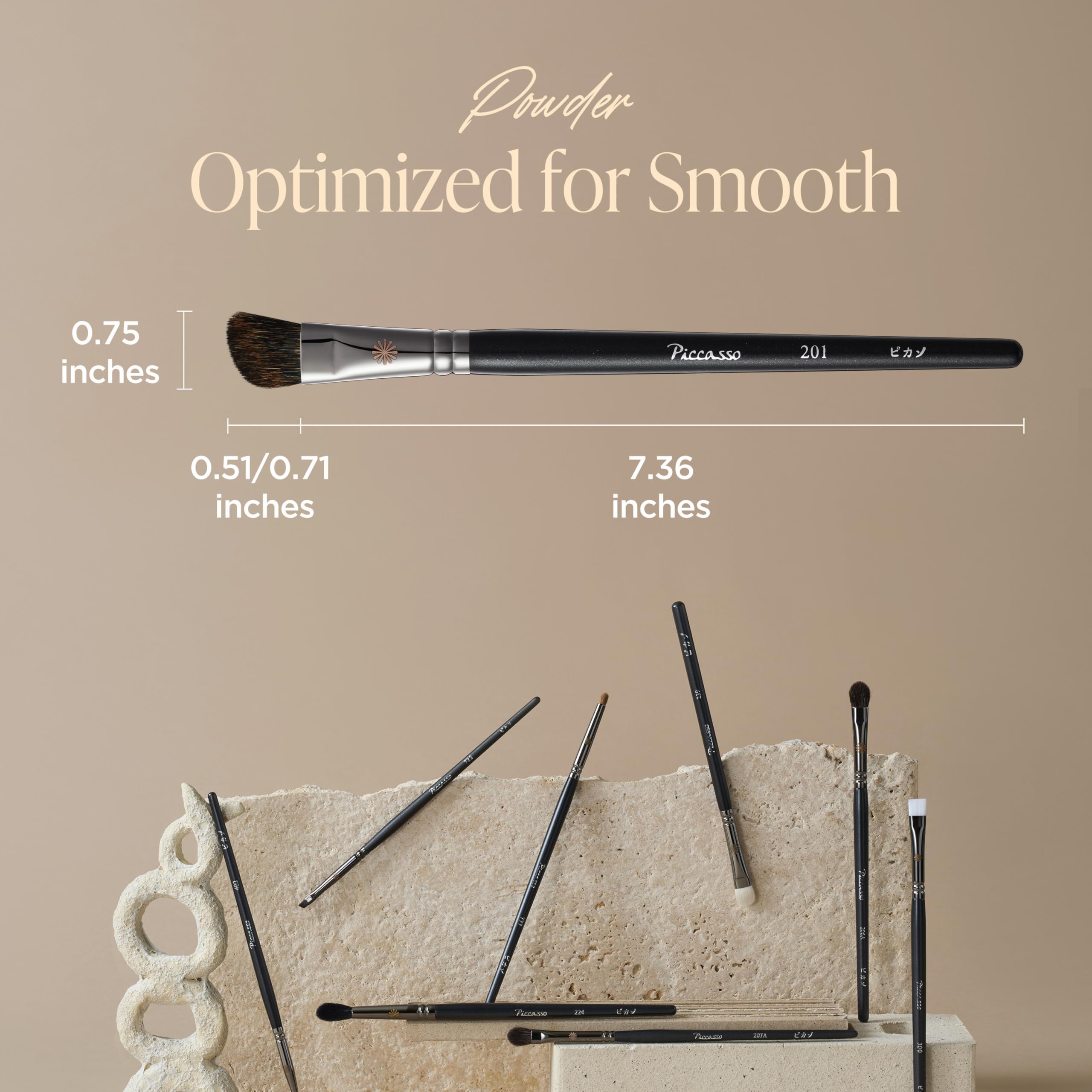 Piccasso 201 nose shading brush angled tip enables precise nose contouring