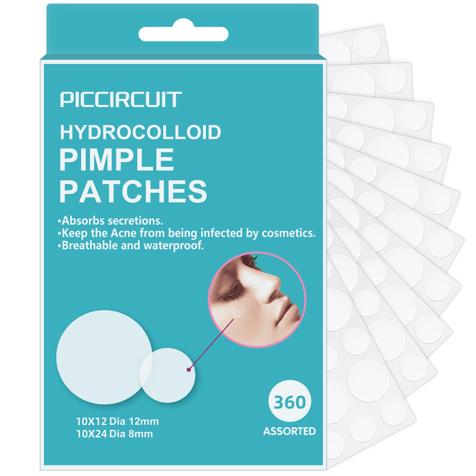 PICcircuit pimple patches on-pack closeup show discreet blemish care.