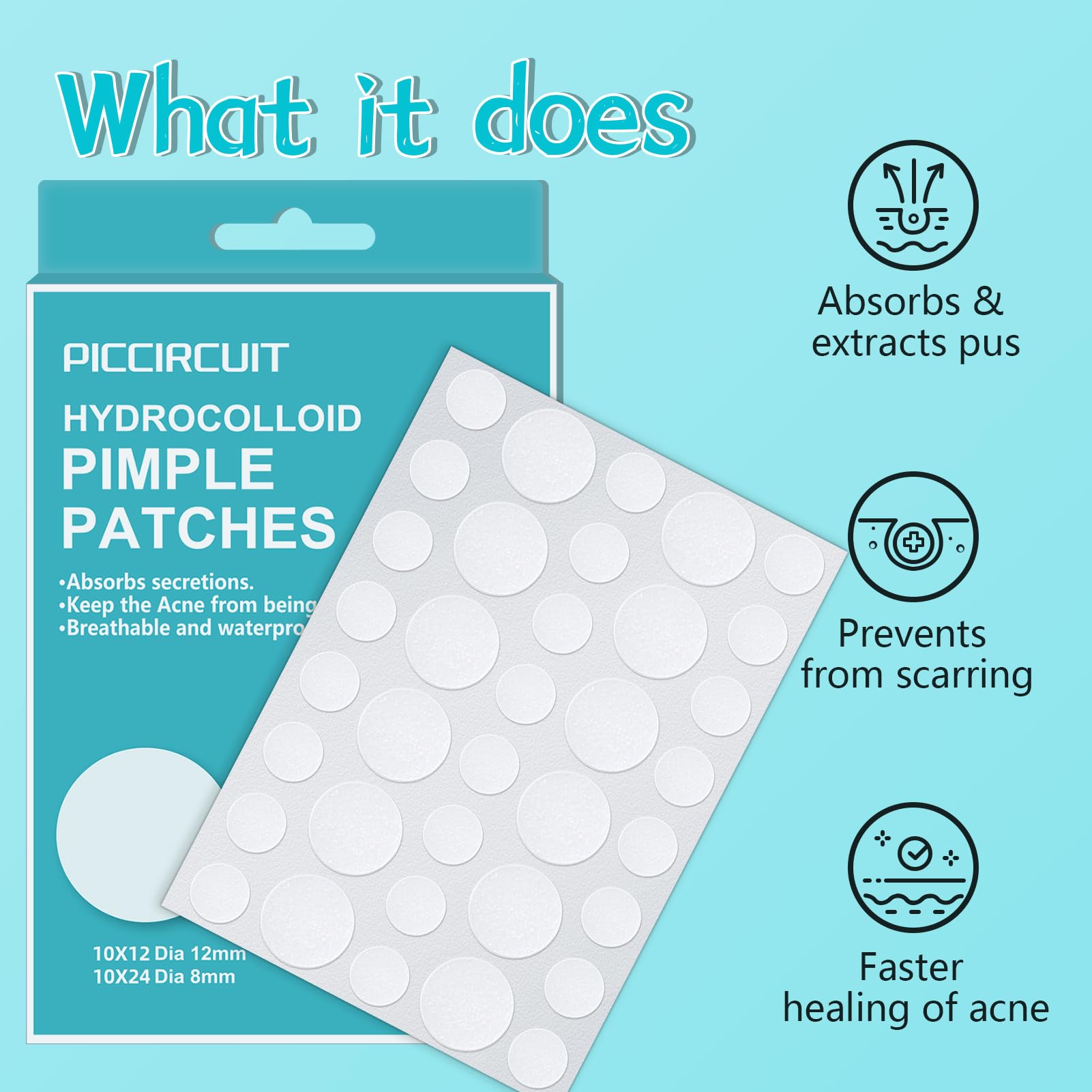 PICcircuit pimple patches being applied for overnight protection and clean healing.