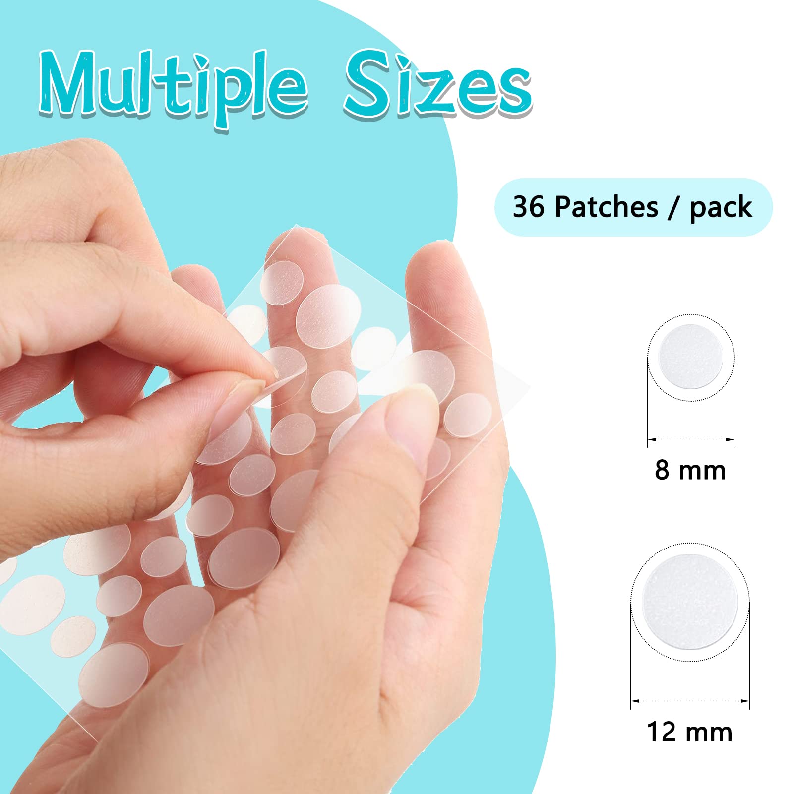 PICcircuit patches available in 8 mm and 12 mm sizes for different blemishes.
